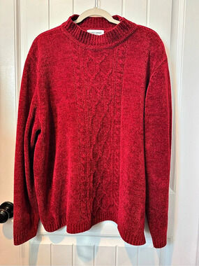 Alfred Dunner Cable Knit Crewneck Sweater Red 2X Like New